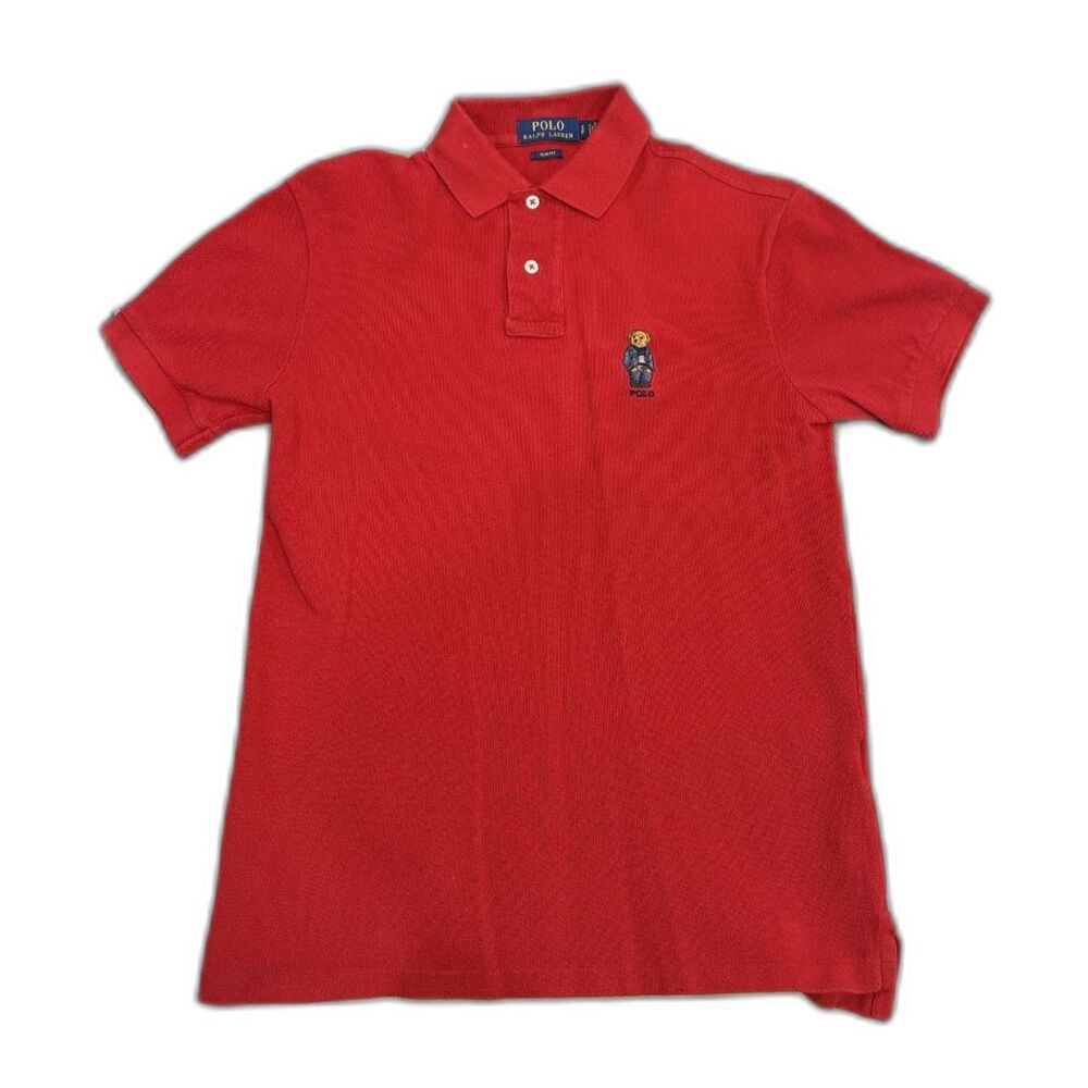 Polo Ralph Lauren Red Polo Bear Slim Fit Polo Shirt Men's Small